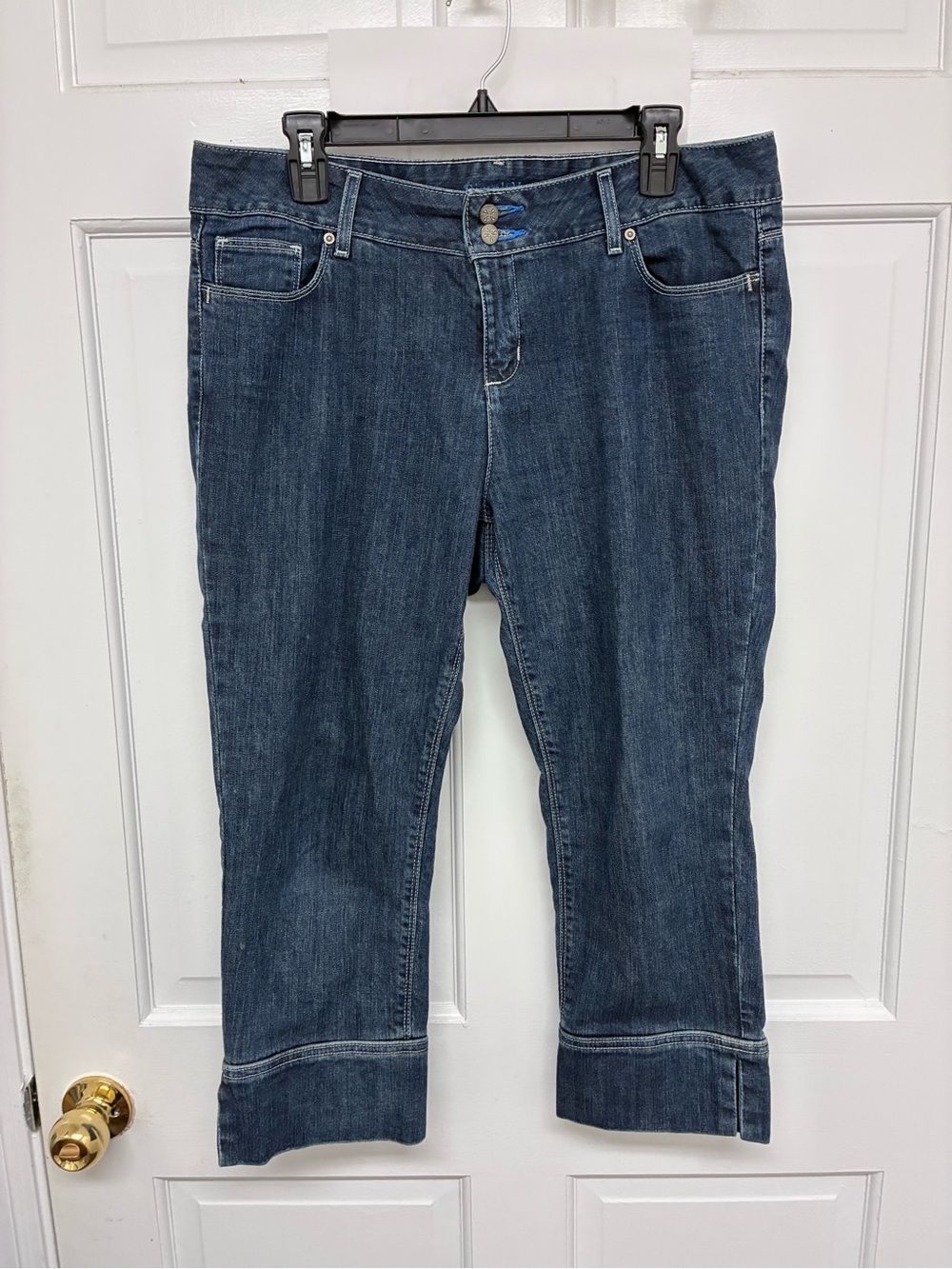 Simply Vera Vera Wang Dark Wash Cropped Straight Leg Jeans Size 12P